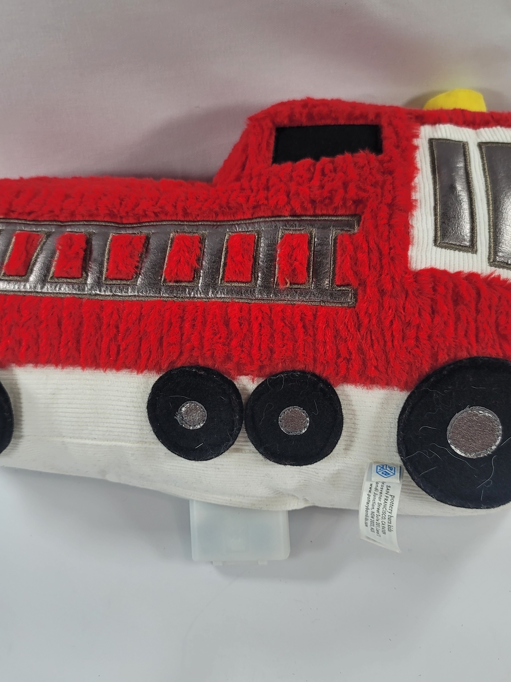 Pottery Barn Kids Fire Truck Plush Toy Red 15" Red Black White